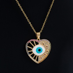 Fashion Oil Dripping Devil's Eye Pendant Plated Real Gold Inlaid Color Zirconium Copper Necklace