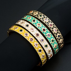 Fashion New Copper-Plated Gold Micro Inlaid Zircon Enamel Full Diamond Bracelet