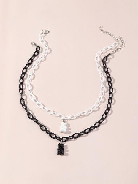 Children's Cute Chain Black White Bear Necklace 2 Combinations's discount tags