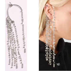 Fashion Inlay Rhinestone Tassel  Women Long Alloy Earrings