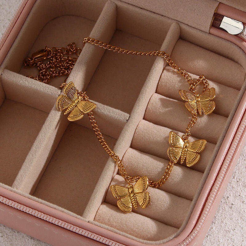 Fashion Einfache frauen Schmetterling Anhnger Edelstahl Halskette Armband Ornament