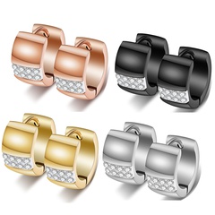 Fashion Creative Round Four-Color Inlaid Zirconium Titanium Steel Earrings
