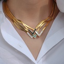 Mode VFrmigen Wei Shell Malachit Flache Schlange 18K Gold Edelstahl Halskettepicture16