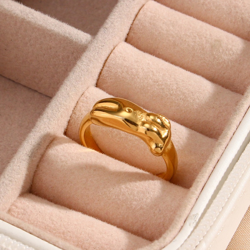 Mode Einfache Geometrische berzogene 18K Gold Edelstahl Ring