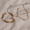 Pulsera de acero inoxidable de tres perlas con cadena de eslabones de Cuba para mujer de moda al por mayorpicture11