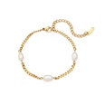 Fashion Womens Wholesale Cuban Link Chain Three Pearl Stainless Steel Braceletpicture14