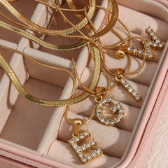 Mode 18K Gold Überzogene Doppel-Schicht Kette Zirkon Brief Edelstahl Halskette