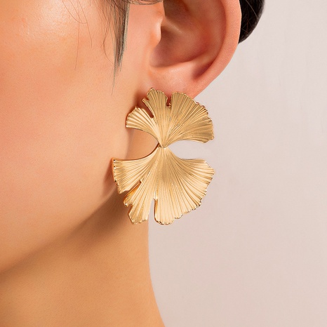 New Fashion Geometry Metal Irregular Ginkgo Leaf Pattern Earrings's discount tags