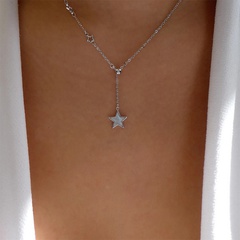 Moda Simple cinco-Colgante de estrella puntiaguda collar de cadena de clavícula femenina