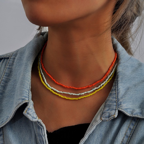 Neue casual stil multi-Schicht Perle Farbe kurze Halskette set's discount tags