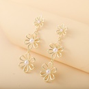 Hollow MultiLayer Flower shape Pearl alloy drop Earringspicture12