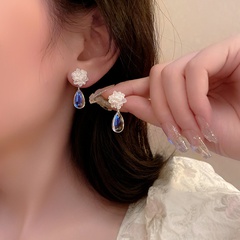 Pendientes de perlas con forma de gota de agua bola Floral transparente de moda
