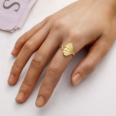 new style Ginkgo Leaf shape Titanium Steel Ring's discount tags