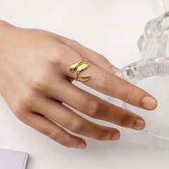 INS estilo titanio acero chapado en oro abierto anillo de dedo índice ajustable hojas brillantes anillo vivo anillo de acero inoxidable al por mayor