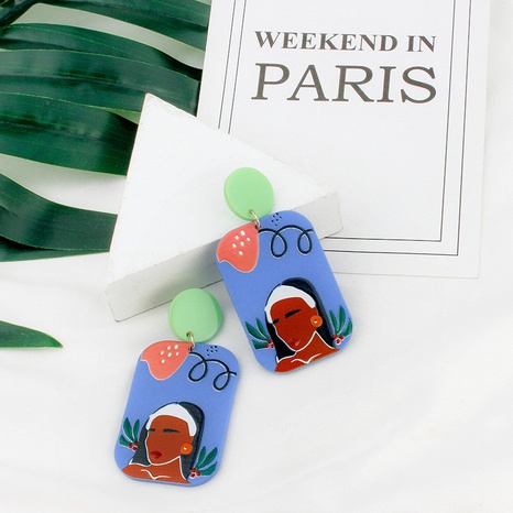 Personalized Retro Simple Cartoon Contrast Color Ear Studs's discount tags