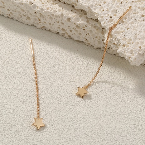 Pendientes de cobre para mujer con forma geométrica larga y estrella Simple a la moda's discount tags