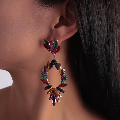 Fashion Ornament Inlay Multicolor Crystal Metal Geometric Earring's discount tags