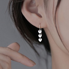 New Fashion Simple Heart-Shaped Long Tassel Artistic Ear Drop Ear Hook Copper Earring