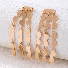 Fashion Geometric Wave Tassel Irregular Gold Alloy Earring