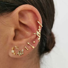 Fashion Gold-Plated Snake Leaf-Shaped Stud Earrings Set for Women