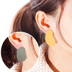 Silver Needle Asymmetric Abstract Oil Painting Retro Contrast Color Earrings