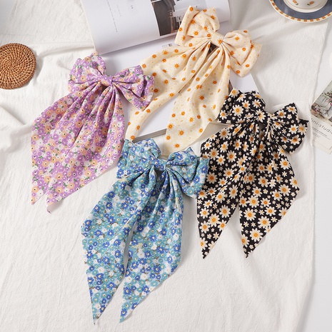 new style retro Floral Ribbon Spring Clip bow shape Hairpin's discount tags