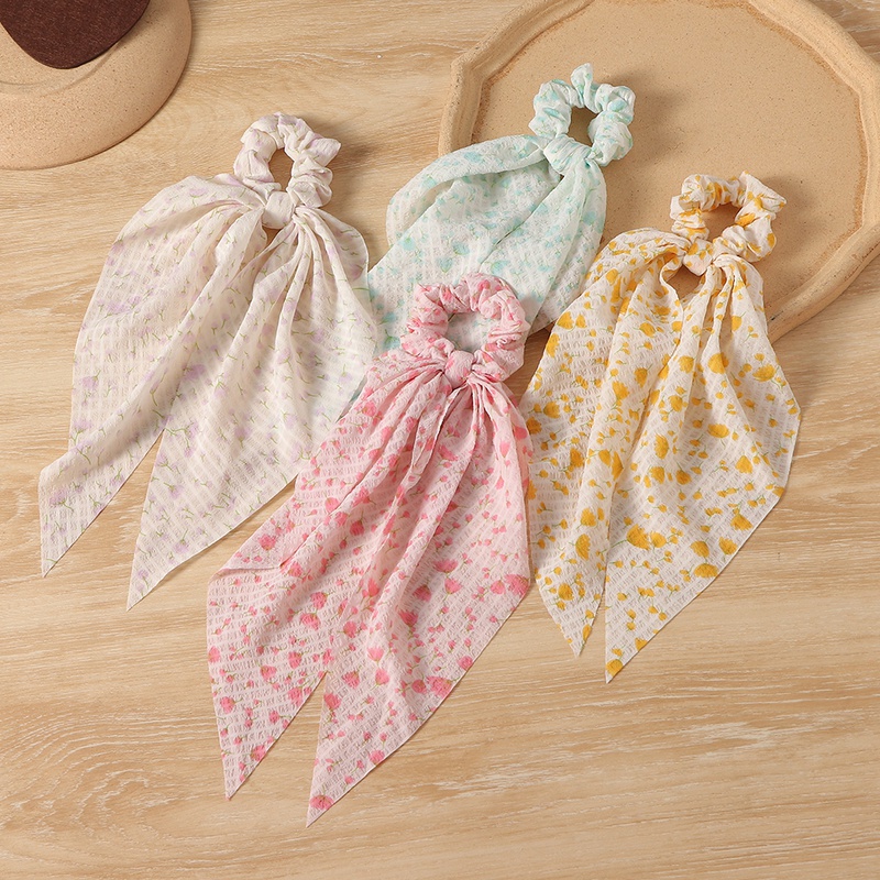 cute Style Flower Color Streamer bow hair scrunchies