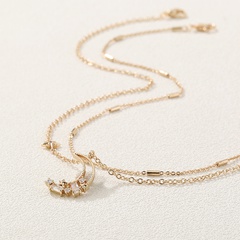 Fashion Simple Zircon Moon Pendant Women's Double-Layer Copper Necklace
