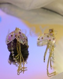 Kreative mode meerjungfrau schwanz form intarsien strass Perle Quasten kette tropfen Ohrringepicture12