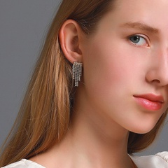 New style Simple Rhinestone Long Tassel alloy Earrings
