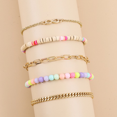 Nouveau Mode Perlé Fait Main Perle Chaîne Alliage Bracelet Ensemble's discount tags