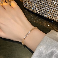 Mode Einfache Geometrische Form Shiny Voll Diamant Weibliche Kupfer Armband
