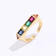 Fashion Creative Simple Ornament Copper Electroplated 18K Gold Color Zircon Ring