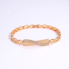 Fashion Simple Copper Electroplated 18K Gold Inlaid Zircon Square Bracelet