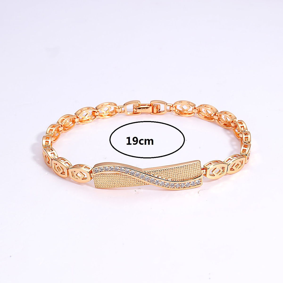 Mode Einfache Kupfer Galvani 18K Gold Eingelegten Zirkon Platz Armbandpicture4