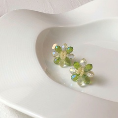 Mode Vert Cristal Chaîne Perles Glaçure colorée Artistique Strass Boucles D'oreilles