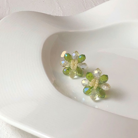 Mode Vert Cristal Chaîne Perles Glaçure colorée Artistique Strass Boucles D'oreilles's discount tags