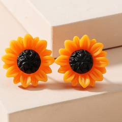 Fashion Summer Fresh Cute Sunflower Shaped Resin Ear Studs