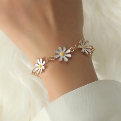 Fashionable Oil-Spot Glaze Flowers Daisy Three Alloy Bracelet
