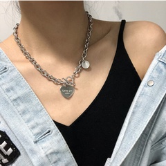 Fashion Letter Heart Round Shaped Pendant Alloy Necklace