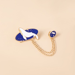 New Fashion Blue White Whale Alloy Badge Paint Chain Brooch