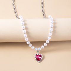 Color Abraham Heart Shell Pearl Necklace Female Couple Heart Shaped Pendant Clavicle Chain
