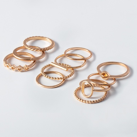 Moda Simple chapado en oro geométrico nudillo anillo 11 piezas traje Mujer's discount tags