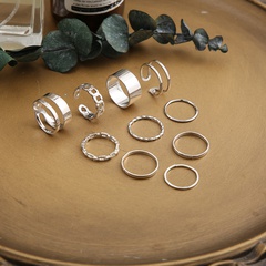 Mode Einfache silbrig einstellbare feste farbe zehn-stück Ring Set
