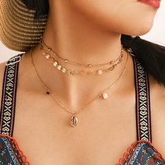 Neue Mode Strand Legierung Shell Starfish Scallop Anhänger Multi-Schicht Halskette Ornament