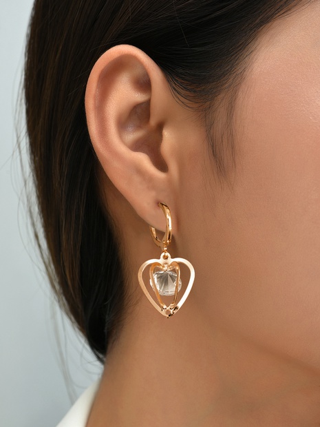 Elegant Heart Shape Alloy Artificial Rhinestones Earrings's discount tags