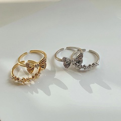 Simple Bow shape solid color adjustable Simple copper Ring