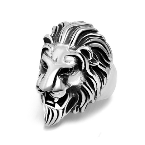 Anillo de aleación para hombre con forma de cabeza de león geométrico Simple de moda Retro's discount tags