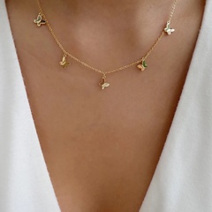 2022 neue Mode Gold-Überzogene Schmetterling Einzigen-Schicht Pullover Kette Halskette