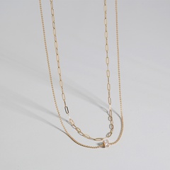 Fashion New Oval Bead Zircon Pendant Jewelry Geometric Copper Necklace